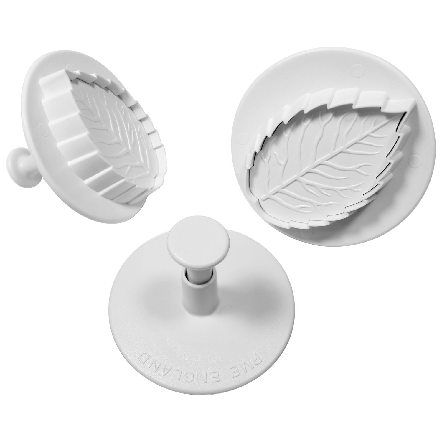 PME RLL660 Veined Rose Leaf Plunger Cutters, X-Large, 2X-Large and 3X-Large Sizes, Set of 3 White