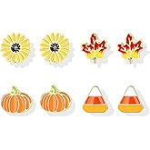 Fall Earrings for Women Pumpkin Sunflower Maple Leaf Candy Corn Stud Earrings Holiday Thanksgiving Autumn Party Jewelry Gifts
