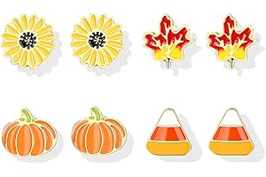 DCFYWL731 Fall Earrings for Women Thanksgiving Earrings Pumpkin Maple Leaf Autumn Candy Corn Stud Earring Holiday Jewelry Gifts