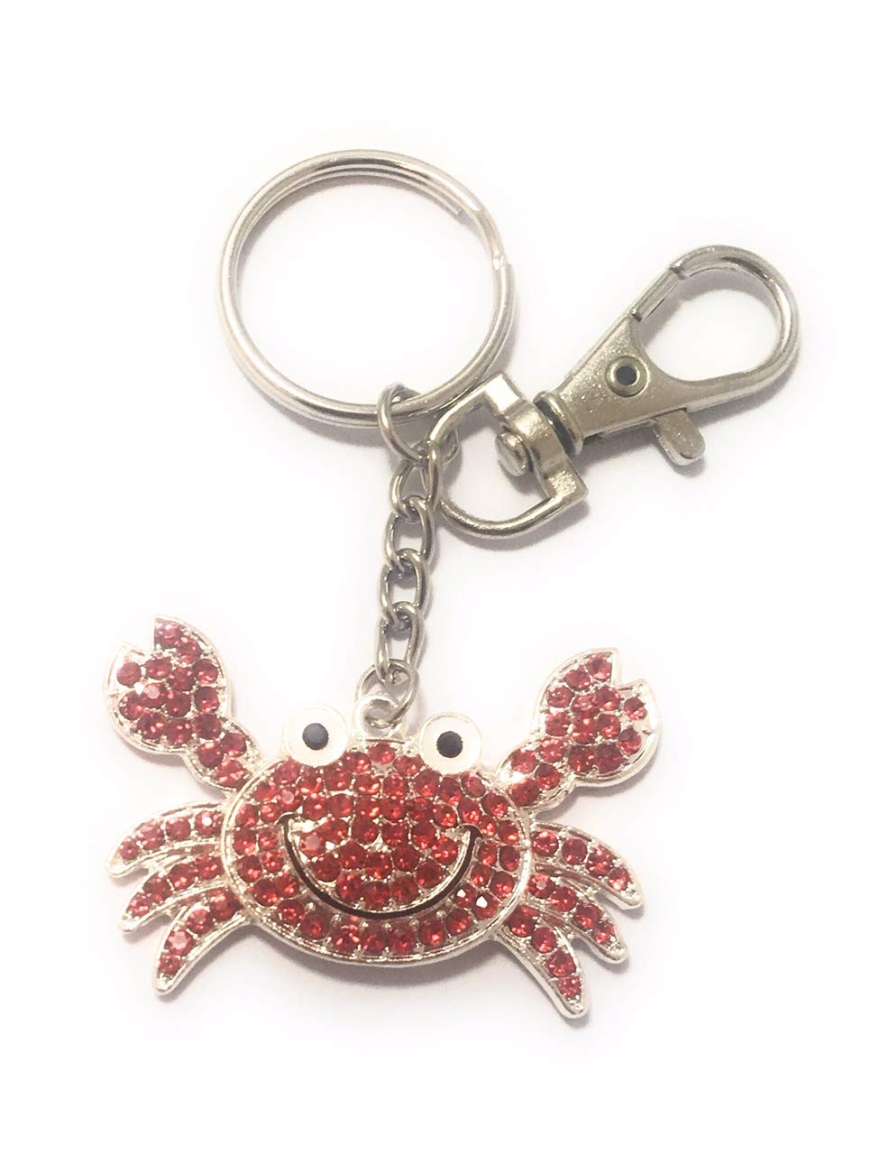 FizzyButton Gifts Crab Keyring Key Ring with Rhinestone Charm and Lobster Clasp