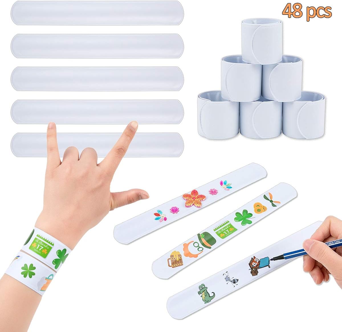 48 PCS Blank Slap Bracelets Make Your Own Slap Bracelet