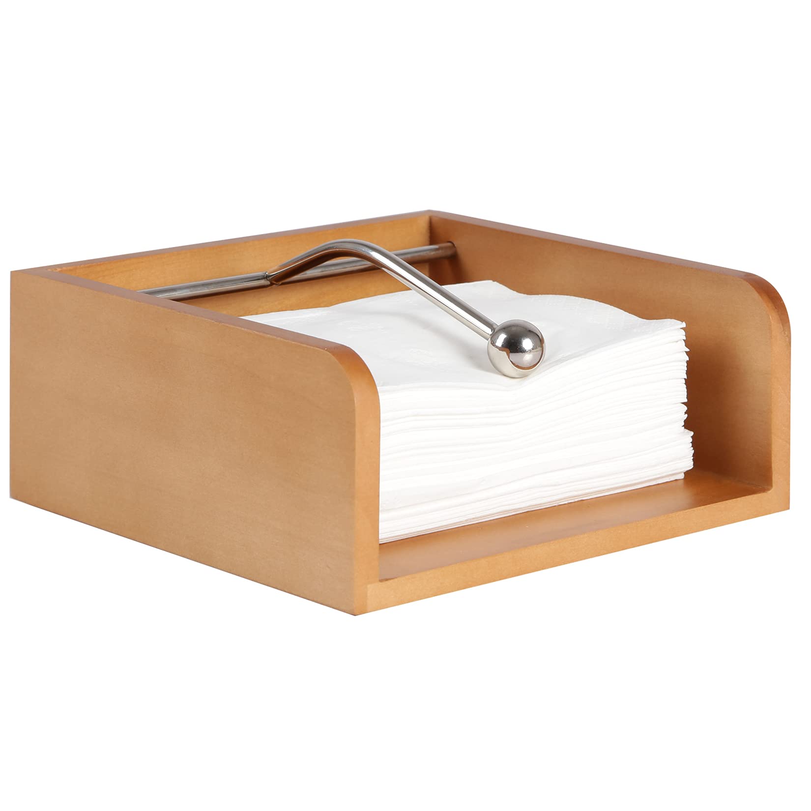 Eitida Square Napkin Holder Dispenser, Solid Wood,with Sophisticatedly Weighted Stainless Steel Center Bar,for Kitchen Tables,Indoor and Outdoor, Picnic, Restaurants, Cafe, Vintage Home Decor_Vintage