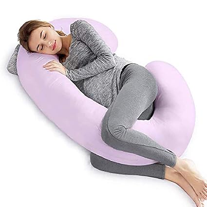 Cloth Fusion Full Body Maternity Pillow-C Shaped Pregnancy Pillow for Pregnant Women with Washable Outer Cotton Cover (Powder Pink)