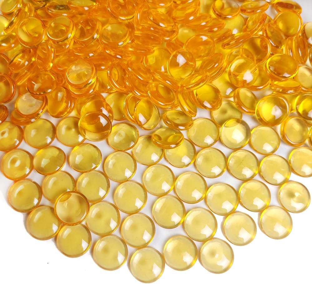 Vase Fillers - HappyFiller 630 PCS Bright Orange Acrylic Gems Flat Marbles 0.6 Inch Fake Gemstones for Vase Fillers,Thanksgiving,Fall Decoration,Crafts,Party Confetti Decor,Home Accents,Kitchen Decor