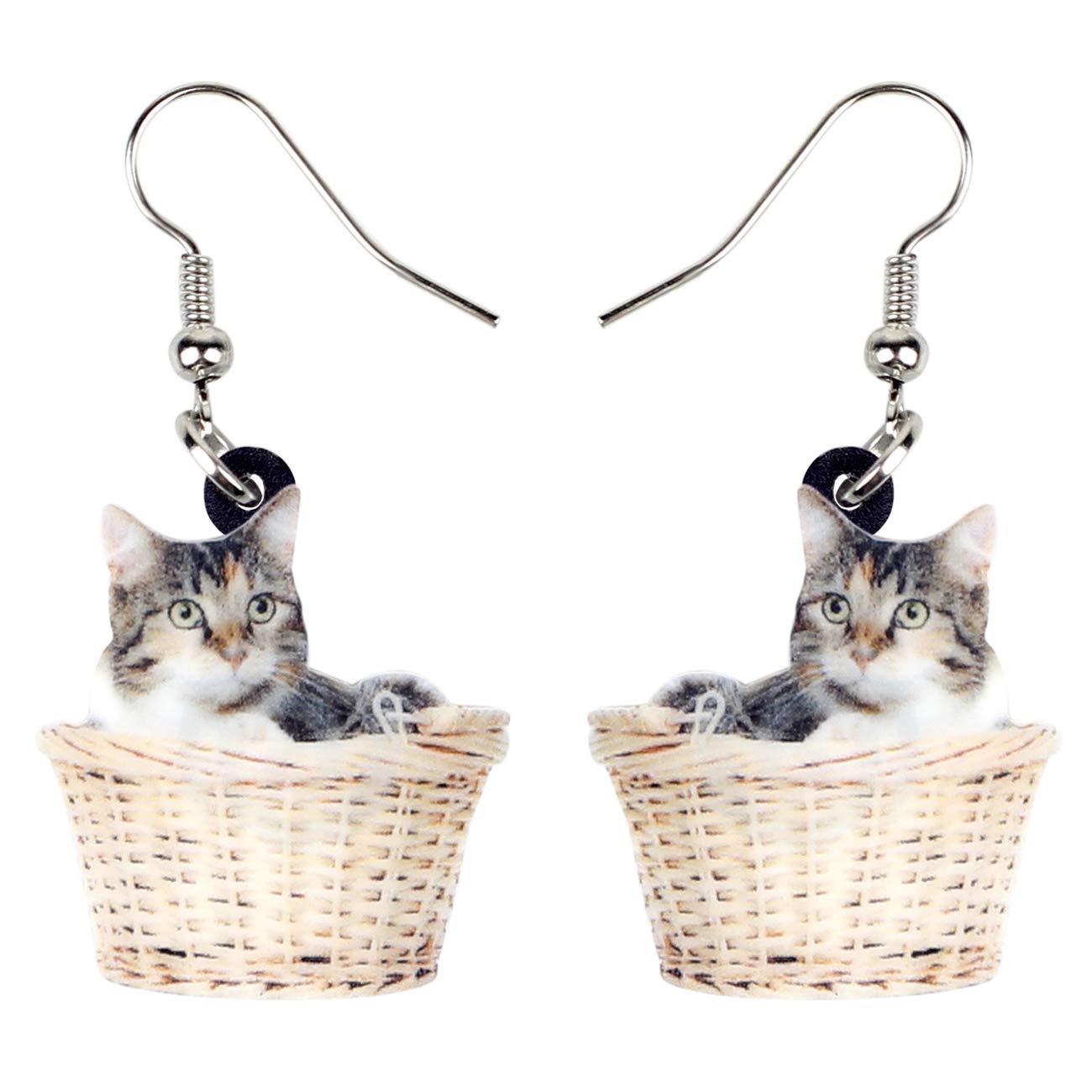 Bonsny Acrylic Drop Dangle Sweet Cat Earrings Jewelry For Women Gift Charms accessories (Ivory)