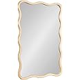 Kate and Laurel Talma Modern Scalloped Rectangle Wall Mirror, 24 x 36, Natural Wood, Rectangular Wavy Mirror for Use as Bathroom Mirror for Over Sink or Cute Nursery Mirror