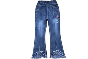 Peacolate 5-9T Infant Little Kids Girls Embroidery Love Jeans Denim Pants