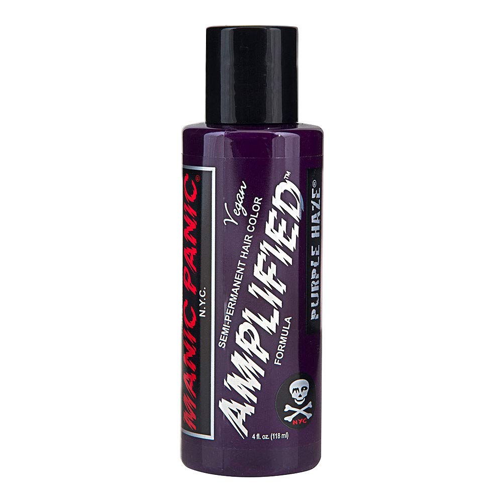 Manic Panic Purple Haze Hair Color - Amplified - Semi Permanent Hair Dye - Very Dark Warm Purple Color - For Dark & Light Hair - Vegan, PPD & Ammonia-Free - For Coloring Hair For Men & Women : Chemical Hair Dyes : Beauty