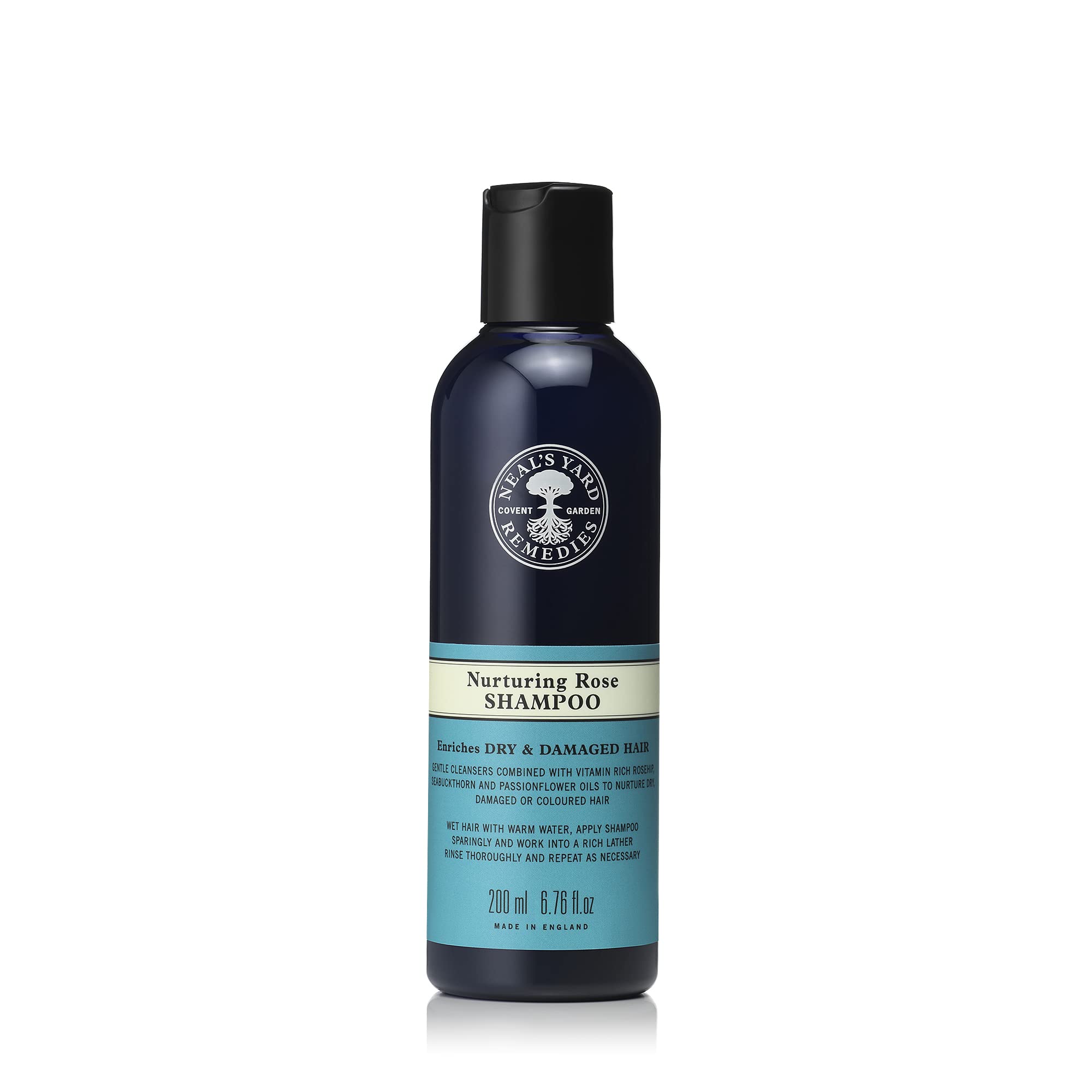 Neal's Yard Remedies Nurturing Rose Shampoo, Enhance the Vibrancy of Damaged Hair, Cruelty-Free, 200 ml