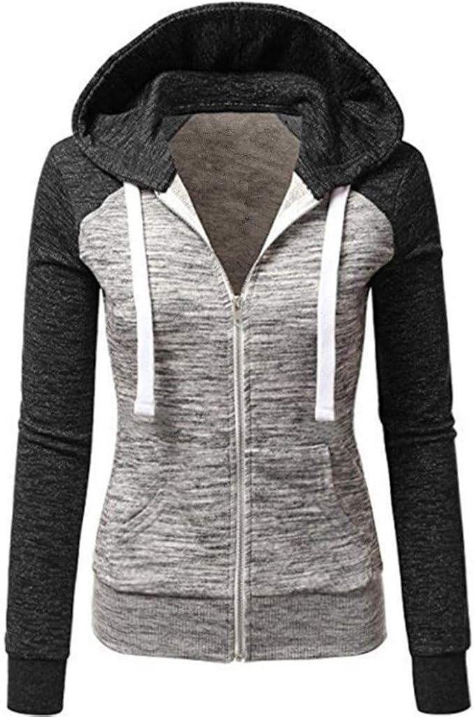 oblique color block zippers fleece hoodie