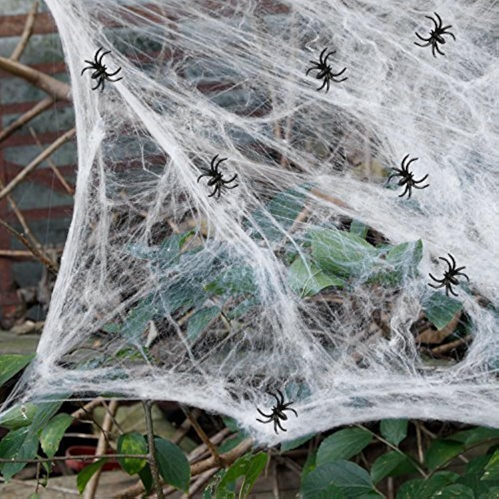 Halloween Stretch Spider Webs Indoor &amp; Outdoor Spooky Webbing With 50