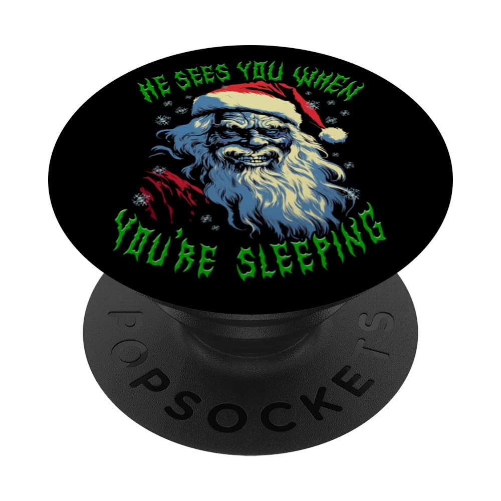 He Sees You When You're Sleeping Creepy Lurking Santa Claus PopSockets Swappable PopGrip