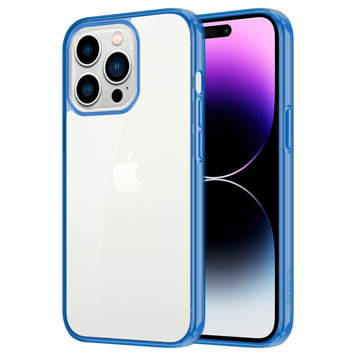 iCatchy for iPhone 14 Pro Max Case 6.7-Inch, Perfectly fits your device + Supports wireless charging + Shockproof Bumper Cover + Anti-Scratch Clear Back (Blue)