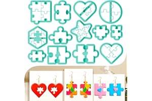 beinkmake 13Pcs Puzzle Piece Polymer Clay Cutters Heart Polymer Cutter for Clay Earrings Making Festival Jewelry DIY