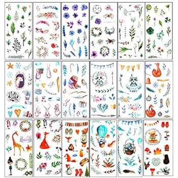 Scrapbooking Stickers Set, 18 Sheets (280PCS) Flowers Scrapbooking Stickers Set for Diary, Album, Notebook, Bullet Journals, DIY Arts and Crafts, Calendars