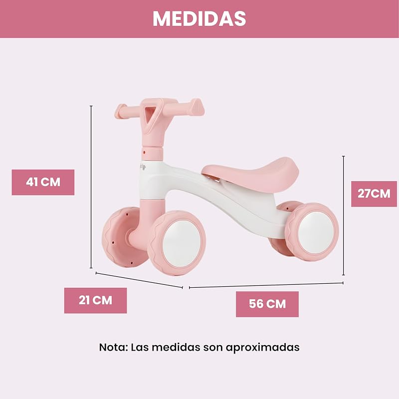 , Triciclo Bebé 1 Ano | Monte Leve | Primeira bicicleta de equilíbrio para bebés | Bicicleta sem Barcos de Equilíbrio | Toy Boy 1-2 Anos Ideal como Presente (Rosa) — foto 3 de 8