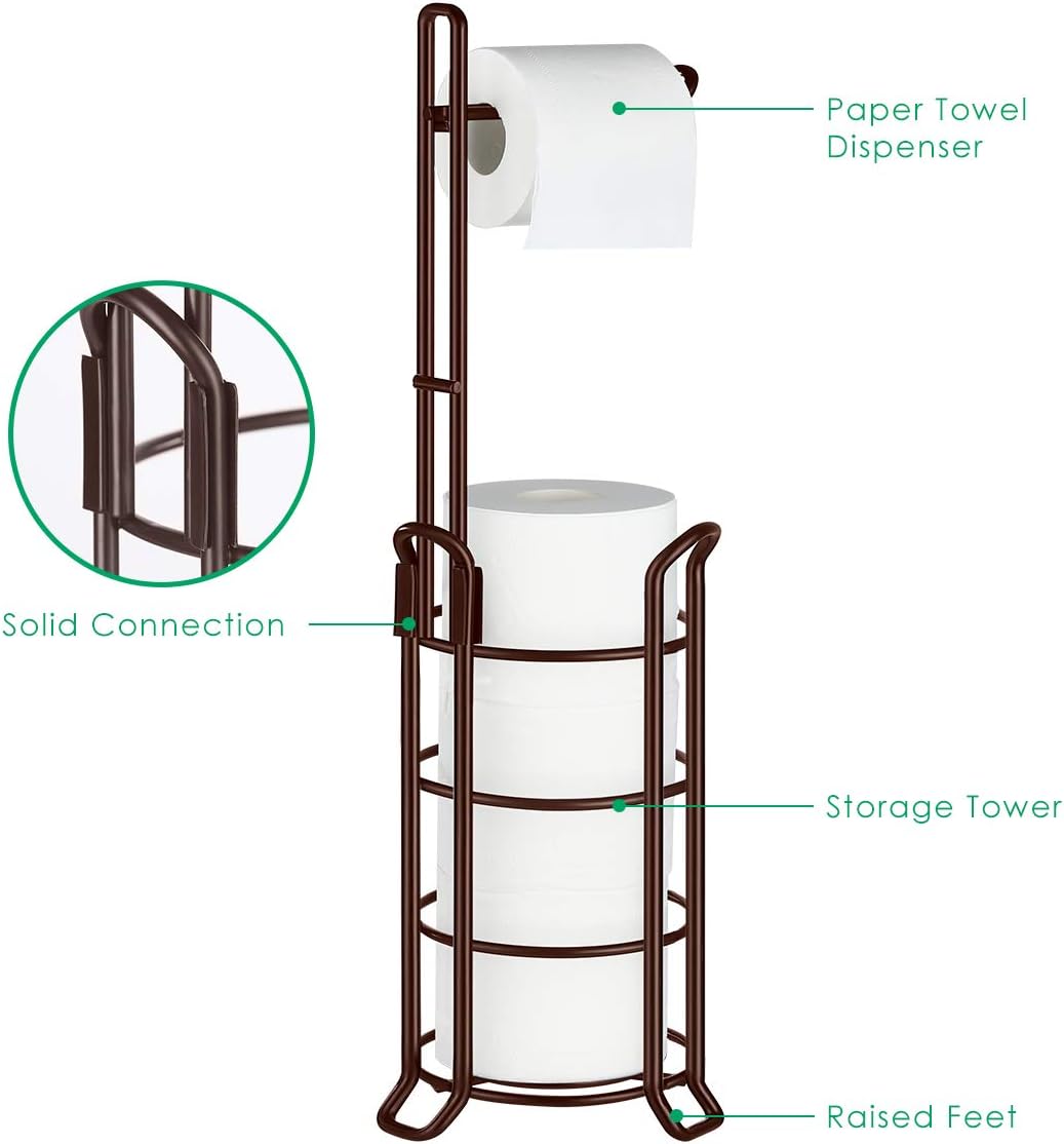 TomCare Toilet Paper Holder Toilet Paper Stand and Dispenser for 3 Spare Rolls Metal Wire Free-Standing Toilet Tissue Paper Roll Storage Shelf Bathroom Accessories Storage Organizer Bronze: Home & Kitchen