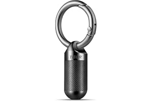 TISUR Small Pill Keychain Container, Mini Portable Titanium Keychain Pill Holder, Pocket Travel Bottle Metal Purse Box Case Black (Tiny Black-0.39inch)