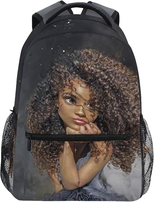 Africa American Pretty Black Girl Backpack School Bookbag for Boys