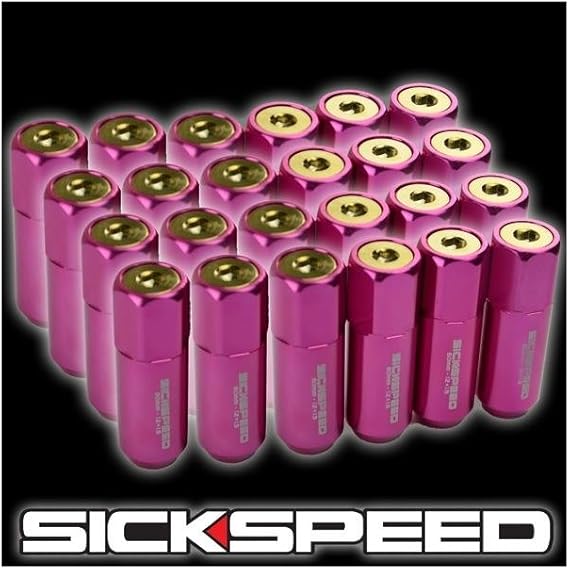 24 Piece 60Mm Pink/24K Gold Capped Lug Nuts 12 X 1.5