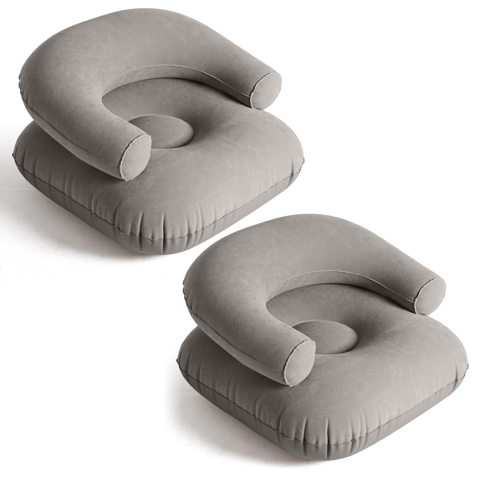 Photo 1 of Threehoney 2 Pcs Inflatable Lounge Chair Deck Chair Lazy Sofa, Blow Up, Folding, Portable Couch for Home, Office Balcony, Floor Seating (Dark Grey)