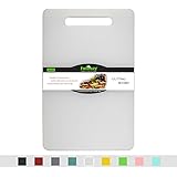 Fotouzy Plastic Utility Cutting Board with Handles, Food Safe PP Material, BPA Free, Dishwasher Safe, Thick Chopping Board, L