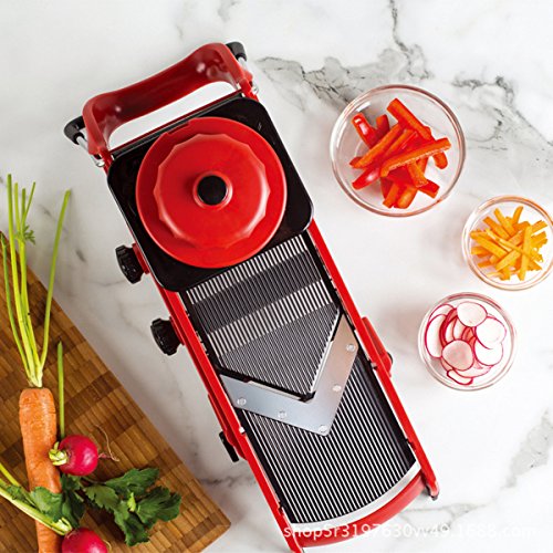 Adjustable Mandoline Slicer - Vegetable Slicer - Food Cutter - Julienne Slicer - Dicer - 3 In 1 by Godmorn - Durable Adjustable Thickness Width Stainless Steel Blade with Clean Brush & Hand Guard