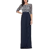 JS Collections Womens Embellished Draped Evening Dress Navy 2