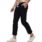 chouyatou Men's Casual Drawstring Straight Fit Beach Linen Capri Pants