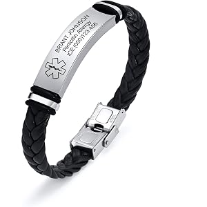 Custom Engraved Leather Bracelet Gift for Men Women - Personalized Name Text Stainless Steel Soft Braided Leather Strap ID Br
