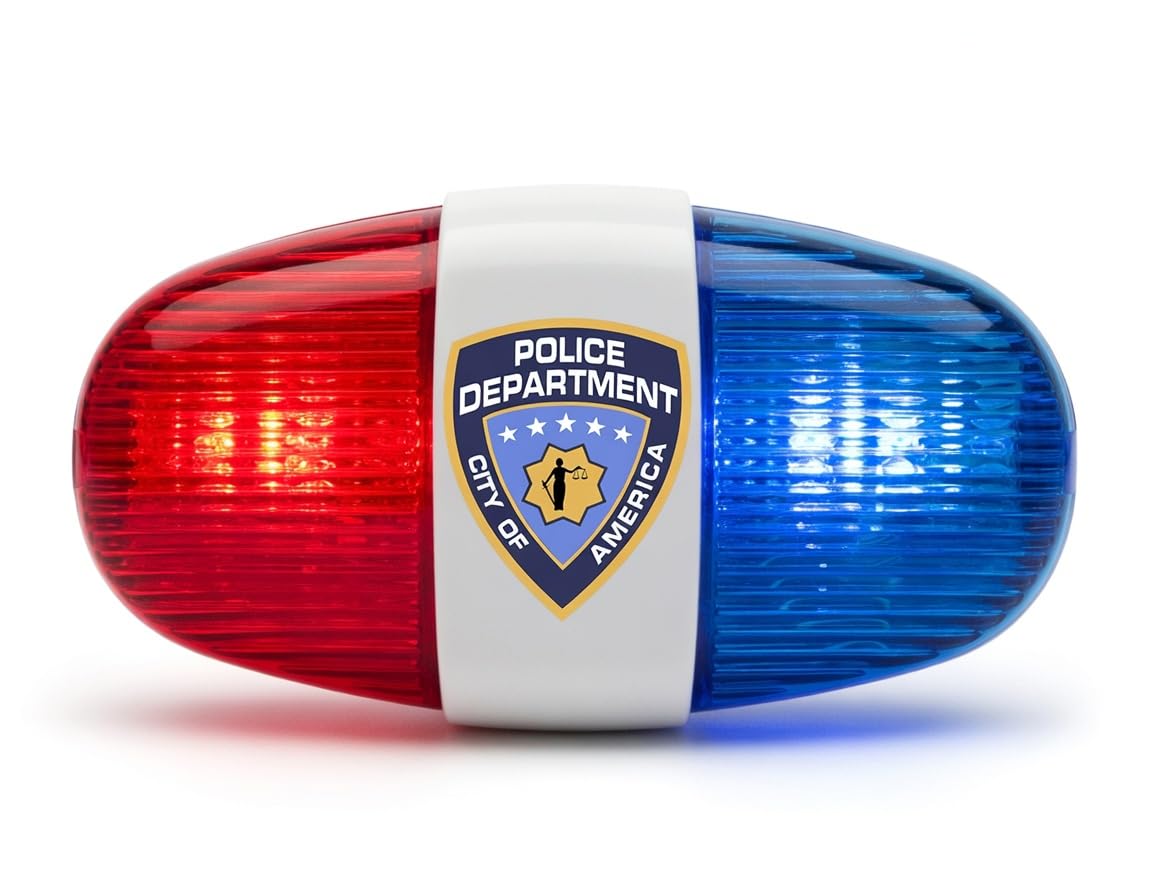 Playmags Kids Police Bike Light with 4 Siren Sounds & Flashing Red Blue LEDs - Easy Mount Bicycle Safety Light for Children - Waterproof Police Toy for Kids Ages 3+ (Batteries Not Included)