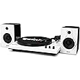 Gemini Sound TT-900-3-Speed Turntable with Bluetooth, 2-Way Stereo Speakers, and Pitch Adjustment (White)