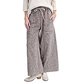 Easel Animal Print Washed Terry Knit Lounge Pants