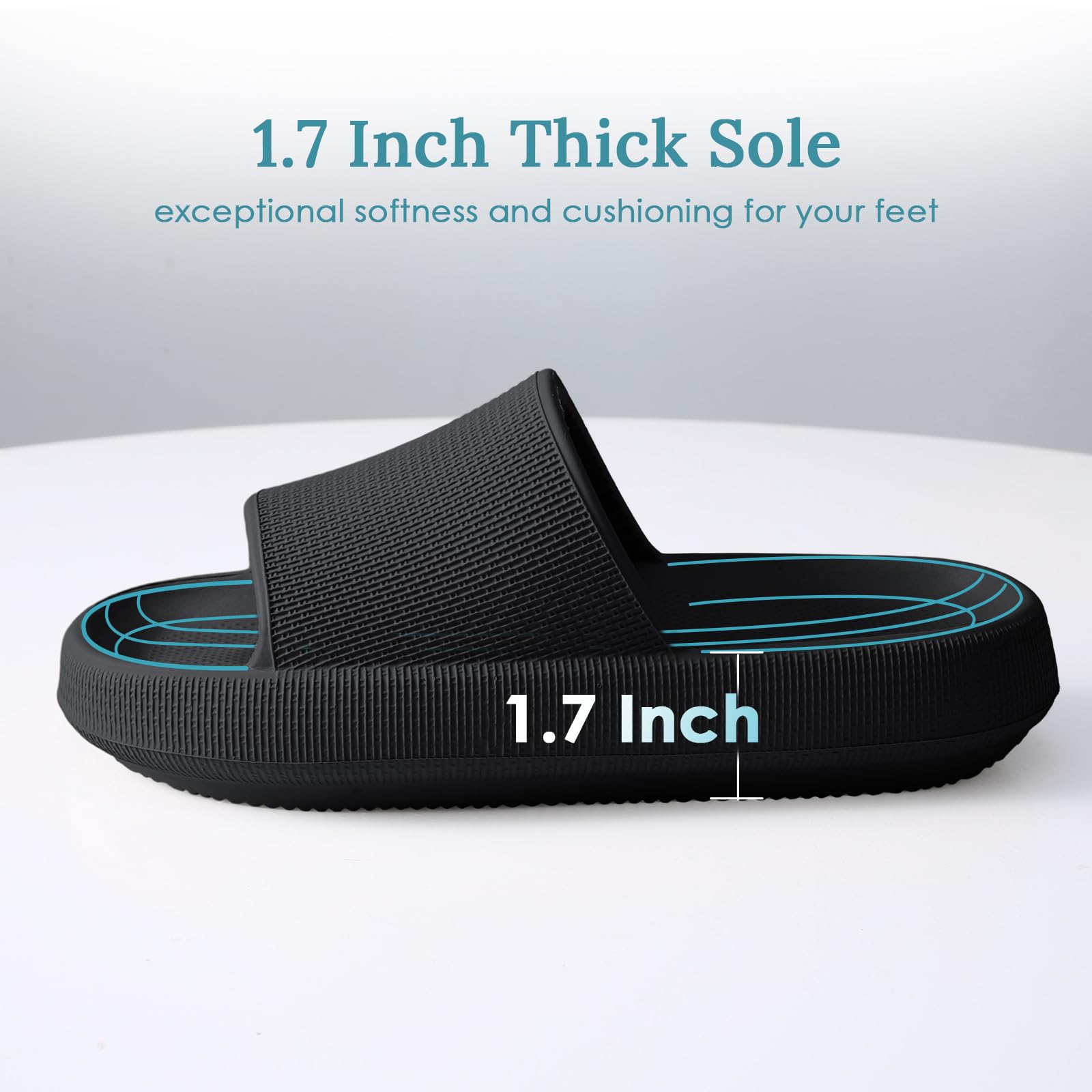 HUXMEYSON Slides for Women, Quick Dry Slides for Men, Arch Support Shower Shoes with Cushioned Sole