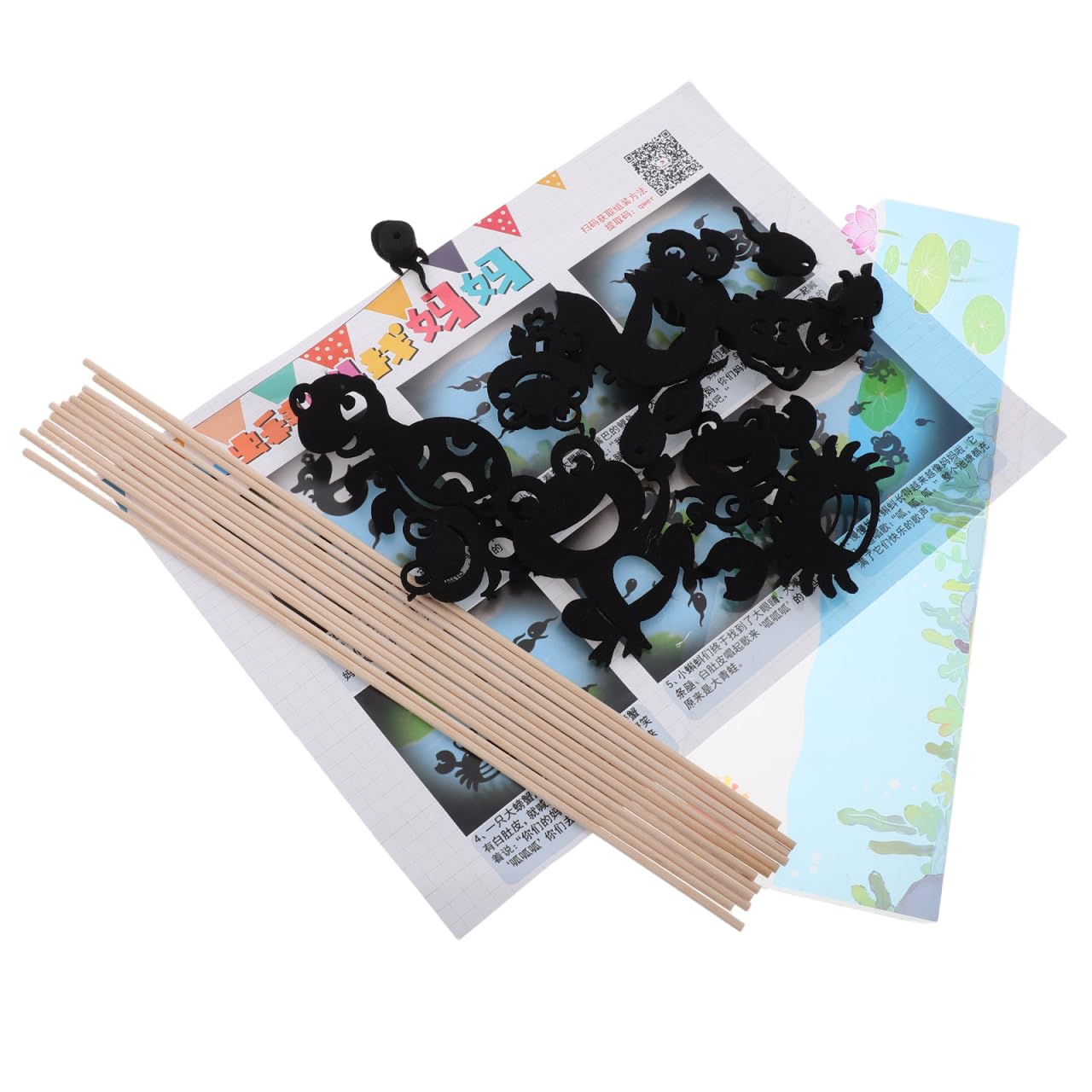 GALPADA 1 Set Multifunctional Diy Shadow Puppets Toys for Preschool Storytelling And Puppet Theater Interactive Learning And Creative Stage Play - Black