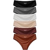 AIVEITE Women's Seamless Underwear No Show Bikini Panties Cheeky Low Rise Breathable Silky Invisible Briefs 6 Pack