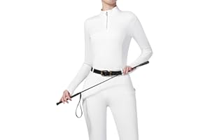 Harrison Howard Women's Horse Riding Shirts Long Sleeve Rider Top Stand Collar with Embroidery Equestrian Show Shirts