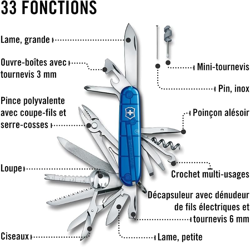 Couteau Suisse Swiss Champ - Multitool 33 Fonctions - Bleu