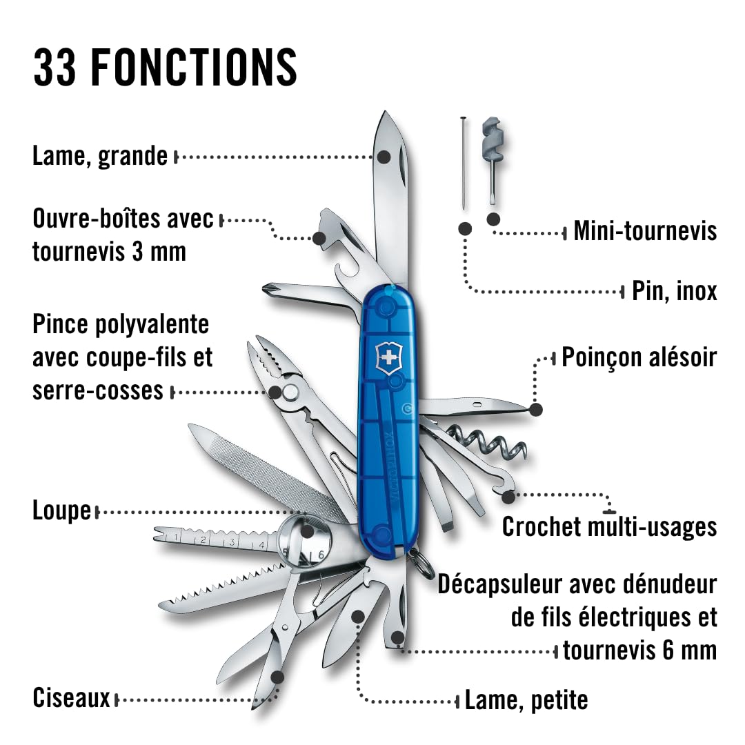 Couteau Suisse Swiss Champ - Multitool 33 Fonctions - Bleu