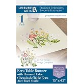 Leisure Arts Table Runner 15"X42" Ecru Poppies, Kitchen Table Runner, Embroidery Kit, Kitchen Runner, Cross Stitch Kits for Beginners, Embroidery Patterns, Fabric