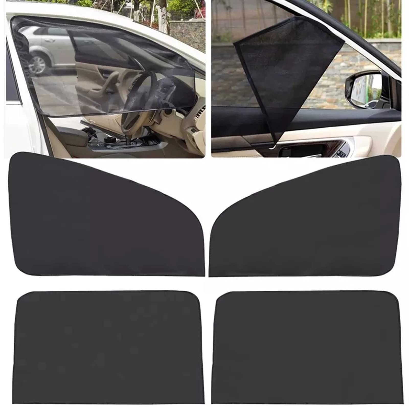 4Pcs Universal Car Front Rear Side Window Sun Shade,Car Window Shades,One-way Perspective Installation-free Magnetic Curtain,UV Rays Block Breathable Sunshade Blinds for Baby Kids Adults Pet.