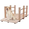 VINGLI 5 ft Garden Bridge, Classic Wooden Arch with Safety Rails Natural Finished Footbridge, Decorative Pond Landscaping, Backyard Creek or Farm
