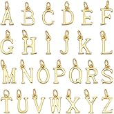 PH PandaHall 26pcs 14k Gold Plated Letter Charms A-Z Alphabet Letters Pendants, 10mm Initial Alphabet Pendant A-Z Alphabet Charms Pendant Beads for Jewelry Making Bracelets Necklace Keychain