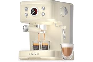 Empstorm Espresso Machine, 20 Bar Espresso Maker with Milk Frother Steam Wand, Compact Expresso Coffee Machine for Cappuccino Latte, White