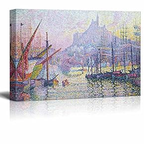 View of The Port of Marseilles by Paul Signac - Canvas Print Wall Art Famous Painting Reproduction - 12" x 18"