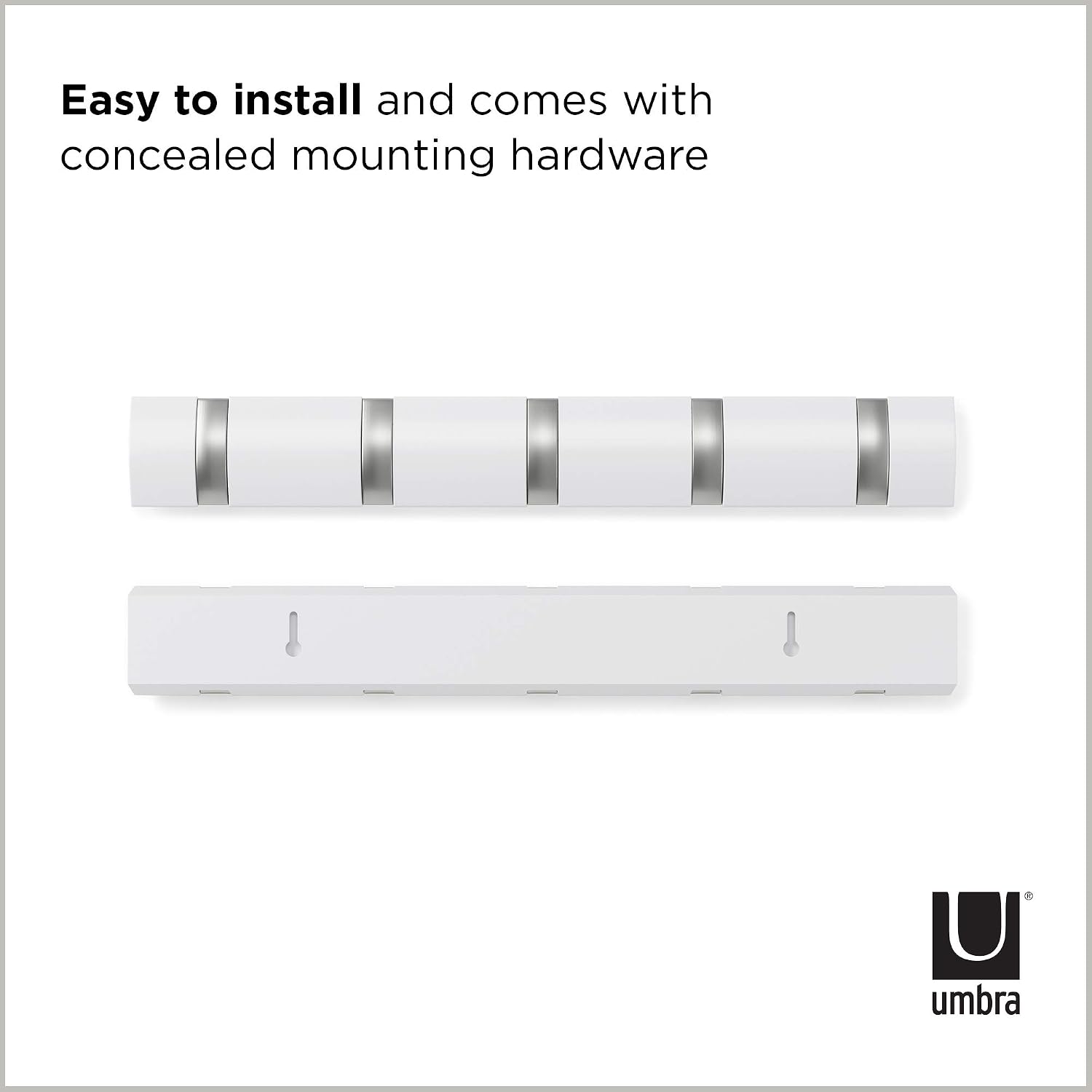 Umbra Flip Wall-Mounted Coat Rack with 5 Hooks, Modern, Space-Saving Storage for Hats Jackets, Bags, Entryway, Mudroom - Image 4