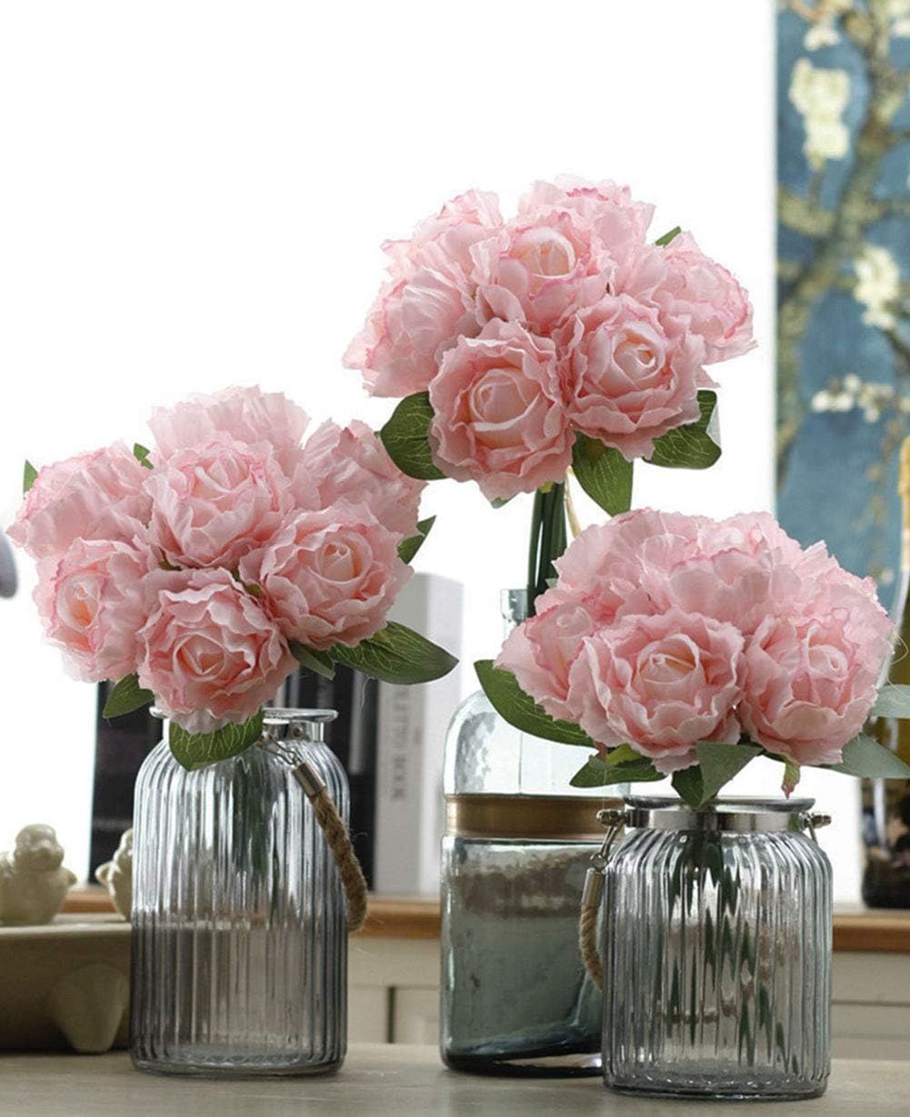 Artfen Artificial Peony Silk Flowers Bouquet Home Wedding Party Garden Craft Art Decoration 1 Pack Pink