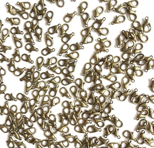IFfree 196pcs Curved Lobster Clasps Silver Plate Lobster Claw Clasps Findings-7x12mm (Bronze)