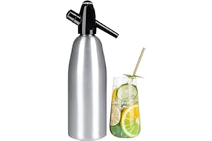LANGSHI Soda Siphon, 1 Liter Silver Soda Water Siphon Sparking Water Maker, Portable Seltzer Siphon for Home for Making Carbonating Beverages Soda Drinks