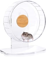 Niteangel Super Silent Hamster Wheel 8.2 Inch with Adjustable Stand Transparent